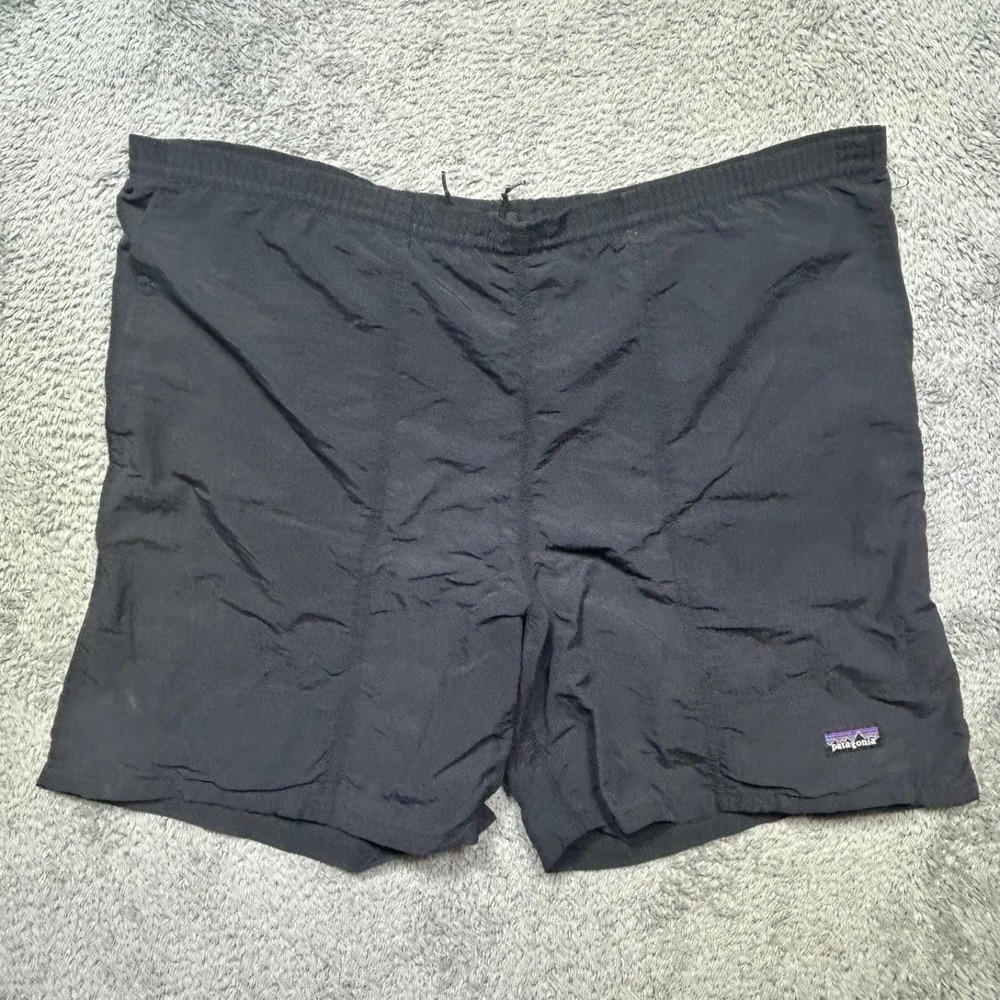 Patagonia 6.5" Baggies Shorts Mens M (STRETCHED) Black Drawstring Hiking *HOLE